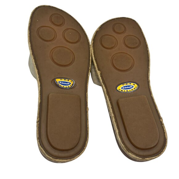 DR SCHOLL’S ORIGINAL HEAVEN SLIDES SANDALS 6M BEIGE SUEDE LEATHER BUCKLE RETRO - Picture 15 of 16